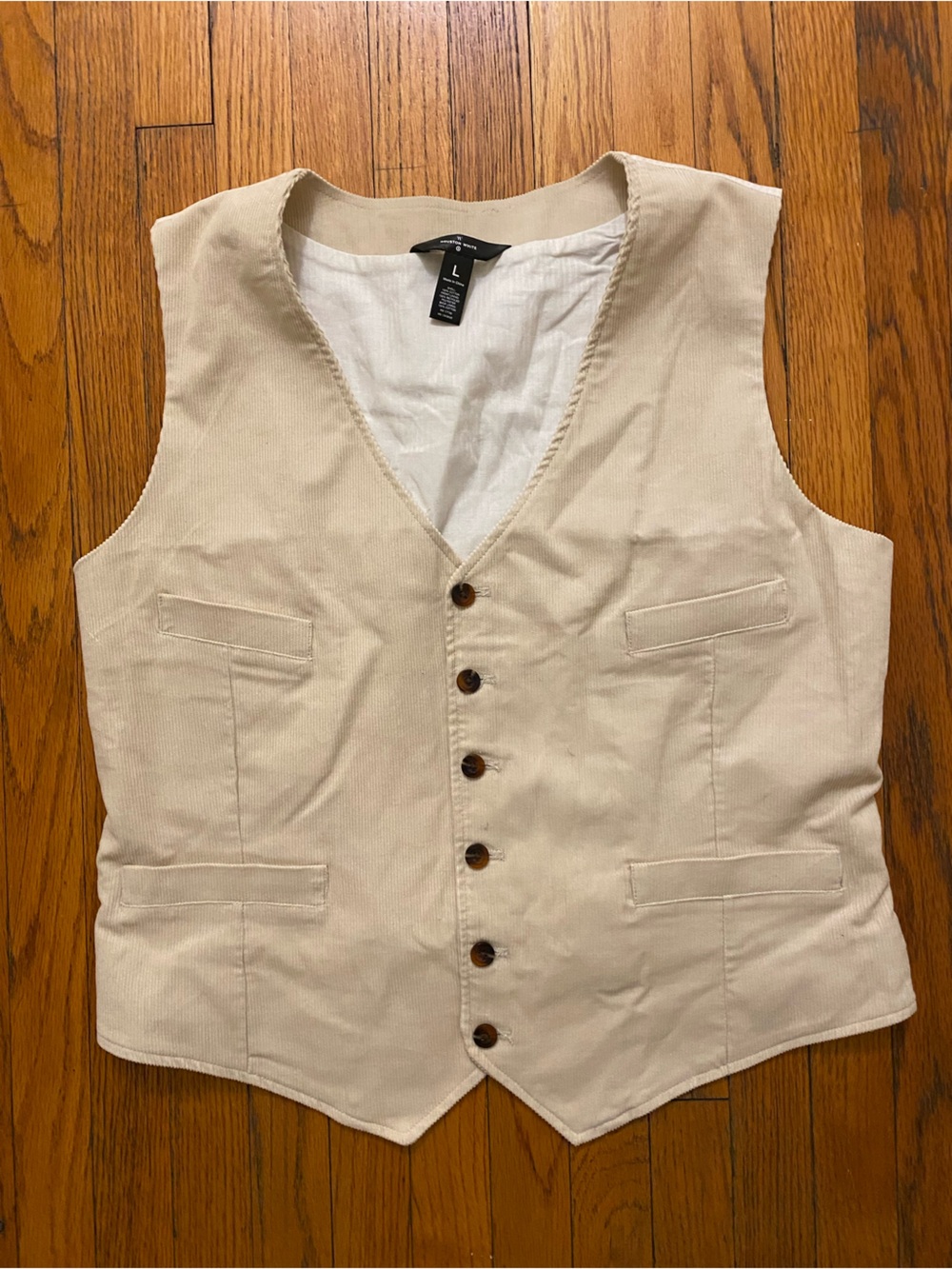NWOT Men's Houston White Corduroy Suit Vest Classic 50s Americana Style Size L